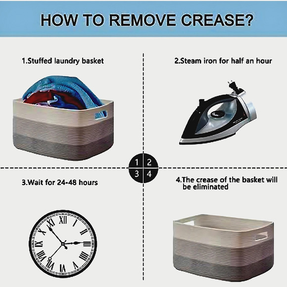 Large Woven Cotton Basket Blanket Toys Handles Gradient Gray 22”x17”x12” - Picture 7 of 8